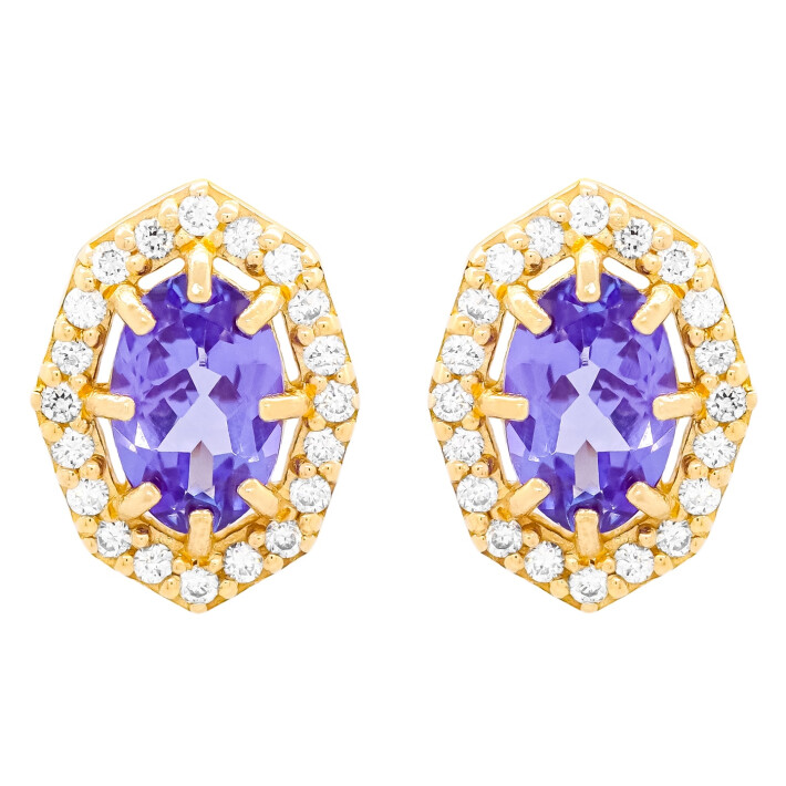 Náušnice ze žlutého zlata s tanzanitem a diamanty 13ZP2501227