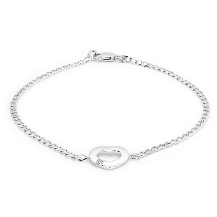 Náramek z bílého zlata srdíčko s diamantem 21ZP2502977BB