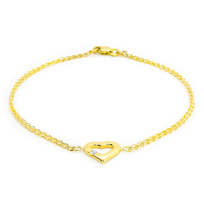 Náramek ze žlutého zlata srdíčko s diamantem 21ZP2502977D