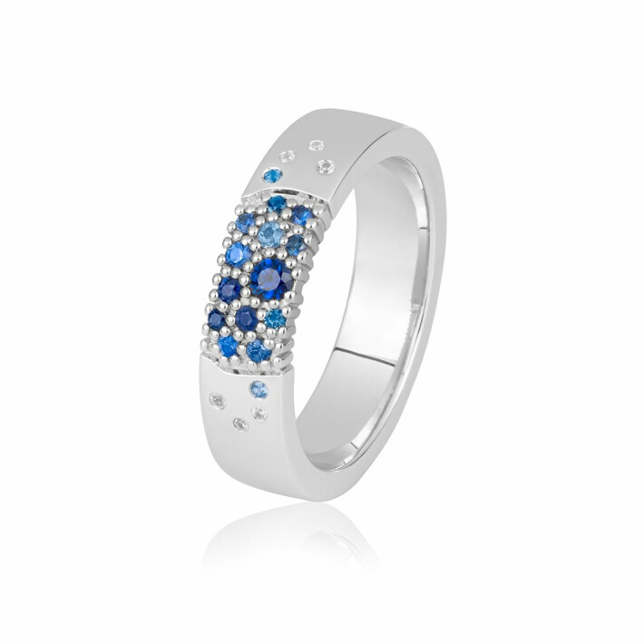 Snubní prsten z bílého s diamanty a safíry Couture 4106078