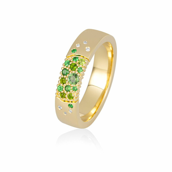 Snubní prsten ze zlata s diamanty a zelenými turmalíny Couture 4106079