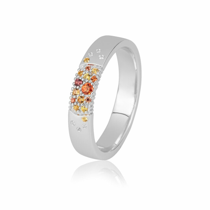 Snubní prsten z bílého zlata s diamanty a oranžovými safíry Couture 4106080
