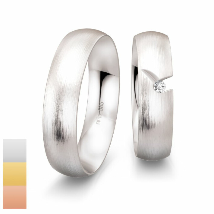 Snubní prsteny Inspirations z bílého zlata s diamantem nebo zirkonem 4804122-4804121