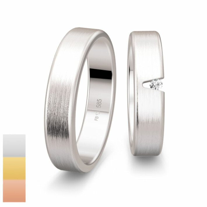 Snubní prsteny Inspirations z bílého zlata s diamantem nebo zirkonem 4804124-4804123