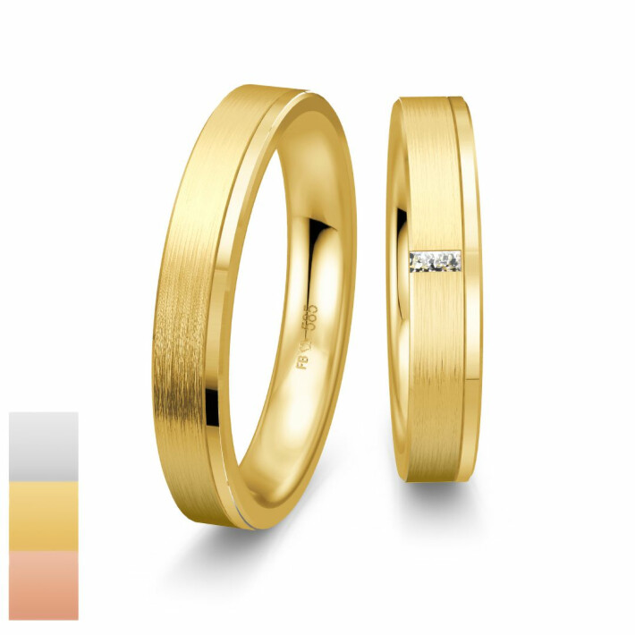 Snubní prsteny Inspirations - Cena za pár ze žlutého zlata s diamantem 4804148-4804147