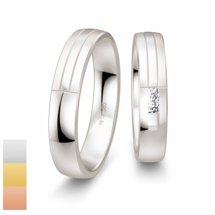 Snubní prsteny Inspirations - Cena za pár z bílého zlata s diamantem 4804168-4804167