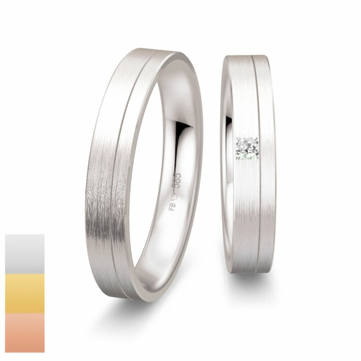 Snubní prsteny Inspirations - Cena za pár z bílého zlata s diamantem 4804172-4804171