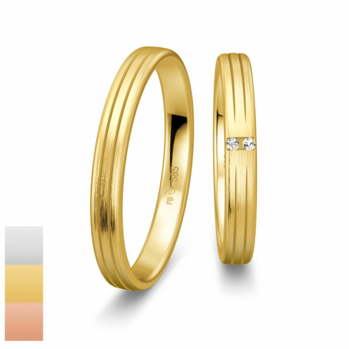 Snubní prsteny Basic Light II ze žlutého zlata s diamanty nebo zirkony 4804202-4804201