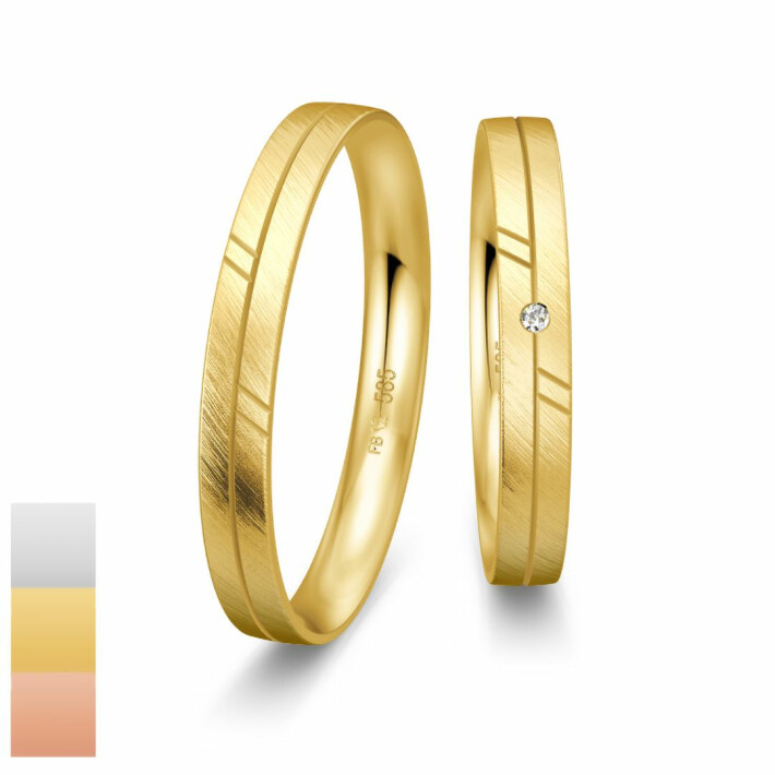 Snubní prsteny Basic Light II ze žlutého zlata s diamanty nebo zirkony s rytinou 4804212-4804211