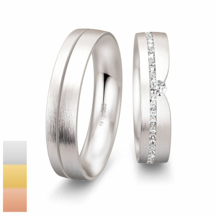 Snubní prsteny Inspiration 6 - Cena za pár z bílého zlata s 53 diamanty 4804256-4804255