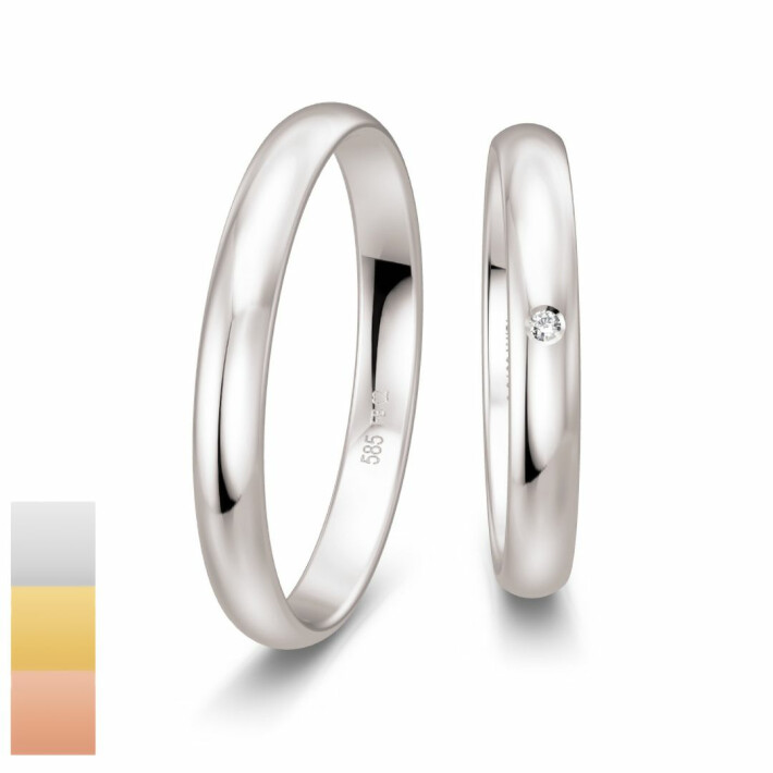 Snubní prsteny Basic Slim z bílého zlata s diamantem nebo zirkonem 4804312-4804311