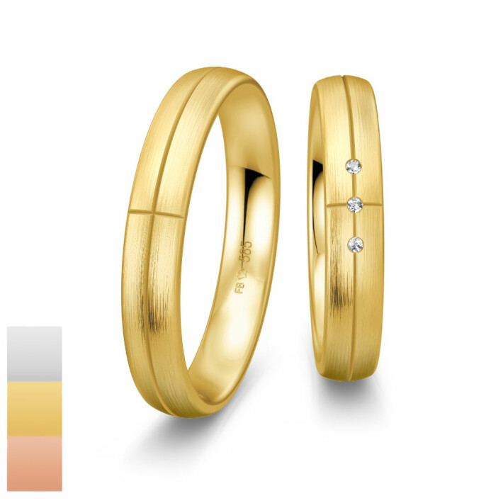 Snubní prsteny Basic Light ze žlutého zlata s diamanty nebo zirkony 4805632-4805631