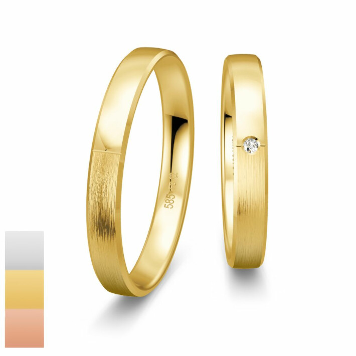 Snubní prsteny Basic Light ze žlutého zlata s diamantem nebo zirkonem 4805638-4805637