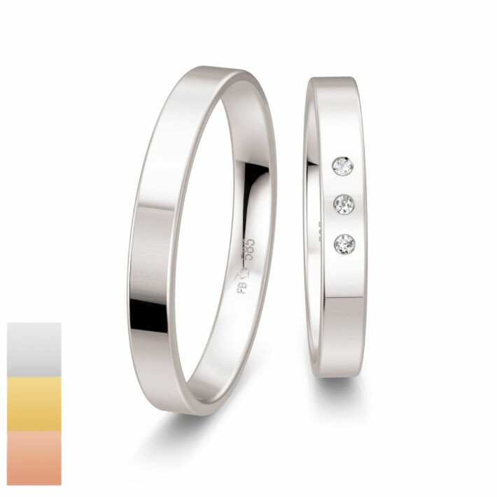 Snubní prsteny Basic Light z bílého zlata s diamanty nebo zirkony 4805648-4805647