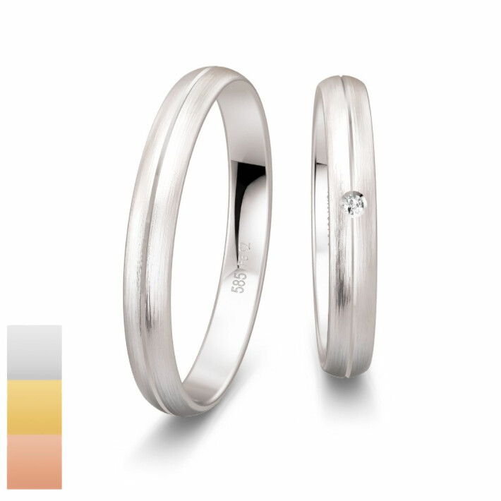 Snubní prsteny Basic Light z bílého zlata s diamantem nebo zirkonem 4805650-4805649