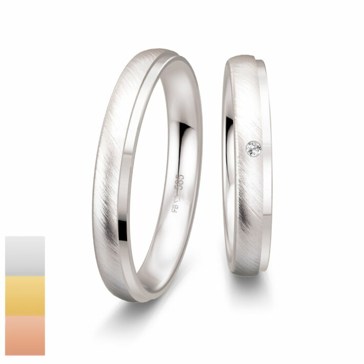 Snubní prsteny Basic Light z bílého zlata s diamantem nebo zirkonem 4805652-4805651
