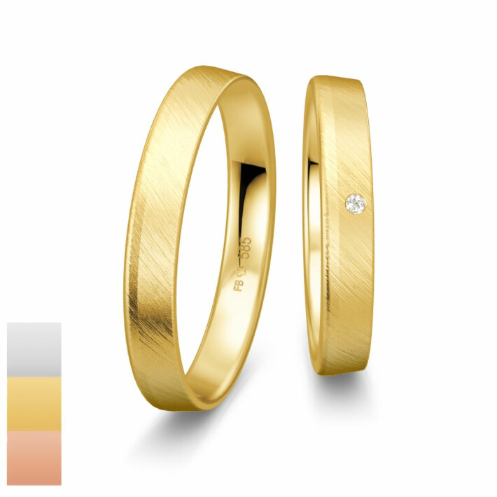 Snubní prsteny Basic Light ze žlutého zlata s diamantem nebo zirkonem 4805660-4805659
