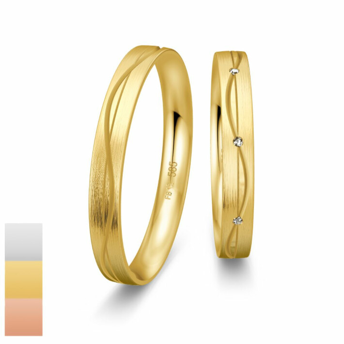 Snubní prsteny Basic Light III ze žlutého zlata s diamanty nebo zirkony 4805702-4805701