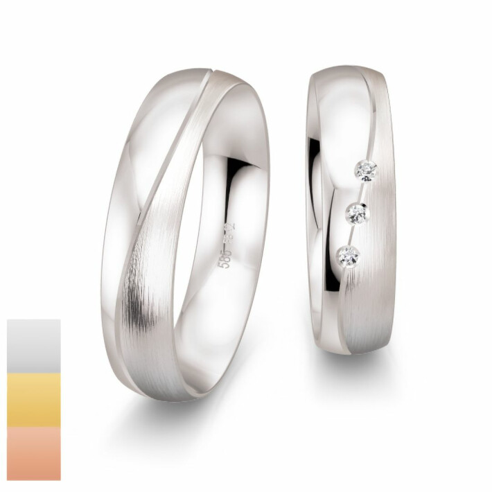 Snubní prsteny Basic Light III z bílého zlata s diamanty nebo zirkony 4805720-4805719