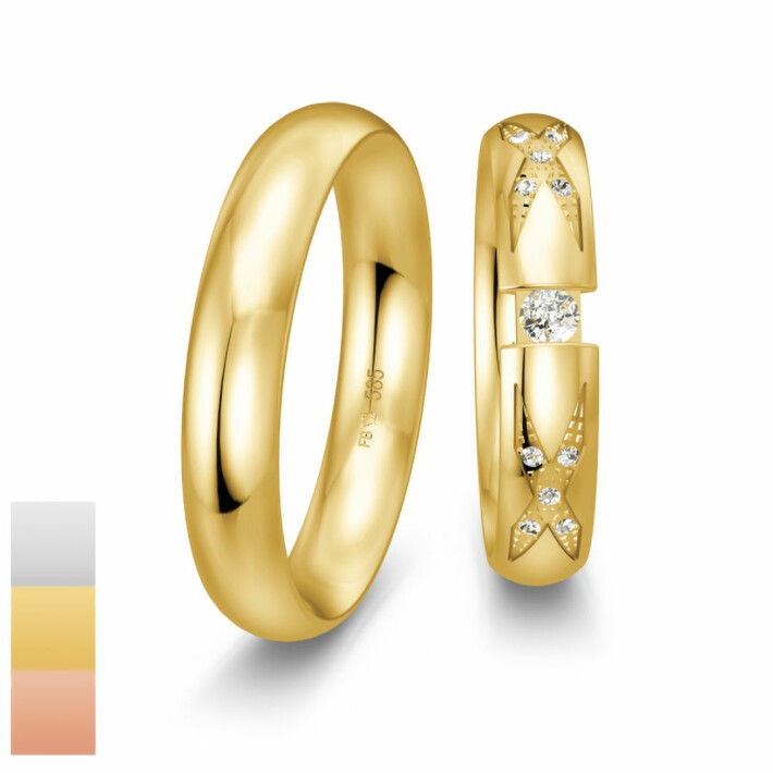 Snubní prsteny Inspiration 5 ze žlutého zlata s diamanty nebo zirkony 4805874-4805873