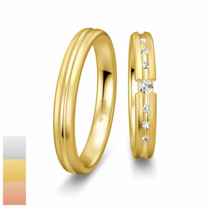 Snubní prsteny Inspiration 5 ze žlutého zlata s diamanty nebo zirkony 4805878-4805877