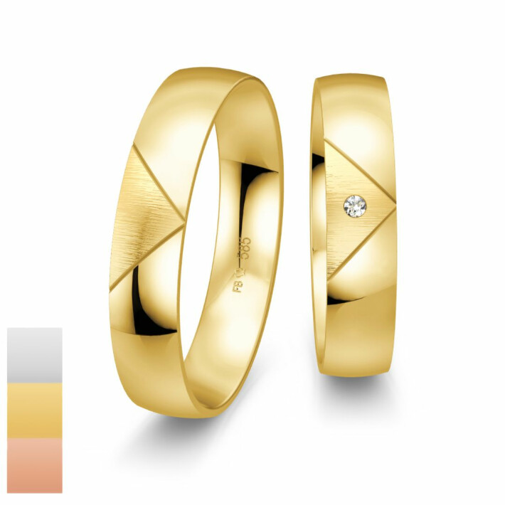 Snubní prsteny SmartLine ze žlutého zlata s diamantem nebo zirkonem 4807008-4807007