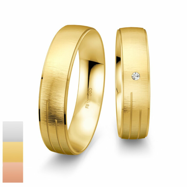 Snubní prsteny SmartLine ze žlutého zlata s diamantem nebo zirkonem 4807012-4807011