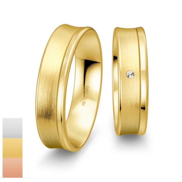 Snubní prsteny SmartLine ze žlutého zlata s diamantem nebo zirkonem 4807028-4807027