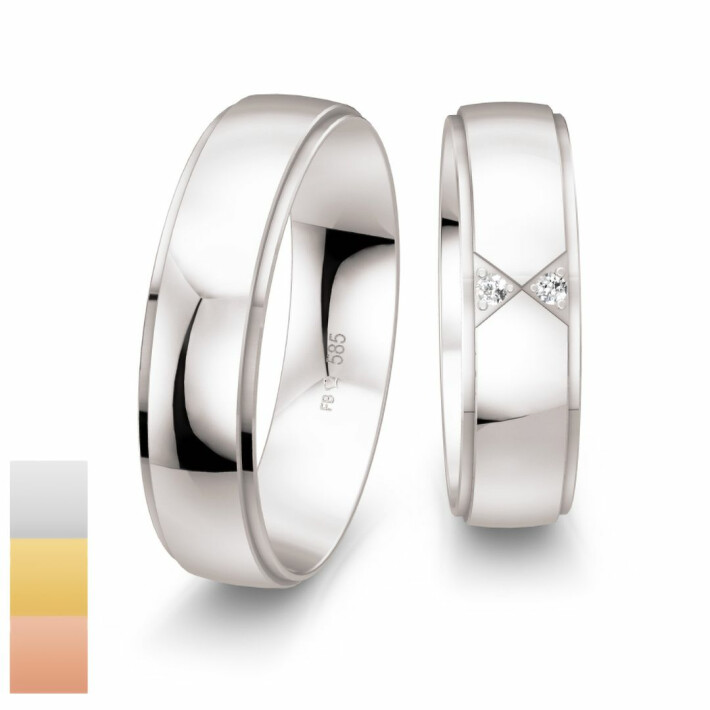 Snubní prsteny SmartLine z bílého zlata s diamanty nebo zirkony 4807046-4807045