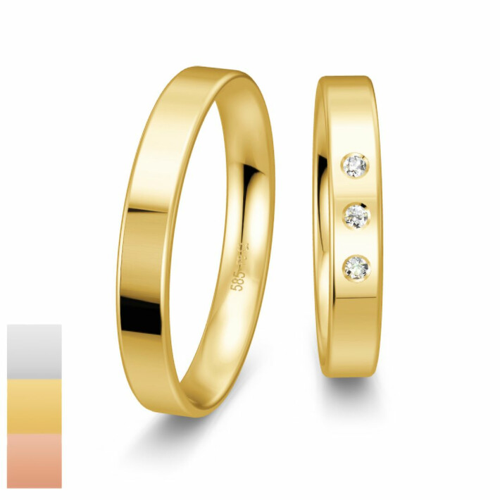 Snubní prsteny Profilringe Light ze žlutého zlata s diamanty nebo zirkony 4814402-4804402