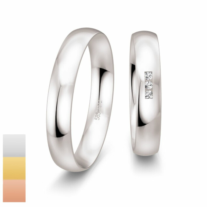 Snubní prsteny Profilringe Light z bílého zlata s diamanty nebo zirkony 4814407-4804407
