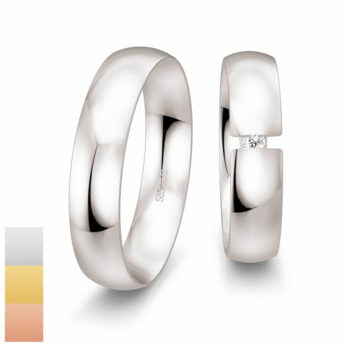 Snubní prsteny Profilringe Light z bílého zlata s diamantem nebo zirkonem 4814409-4804409