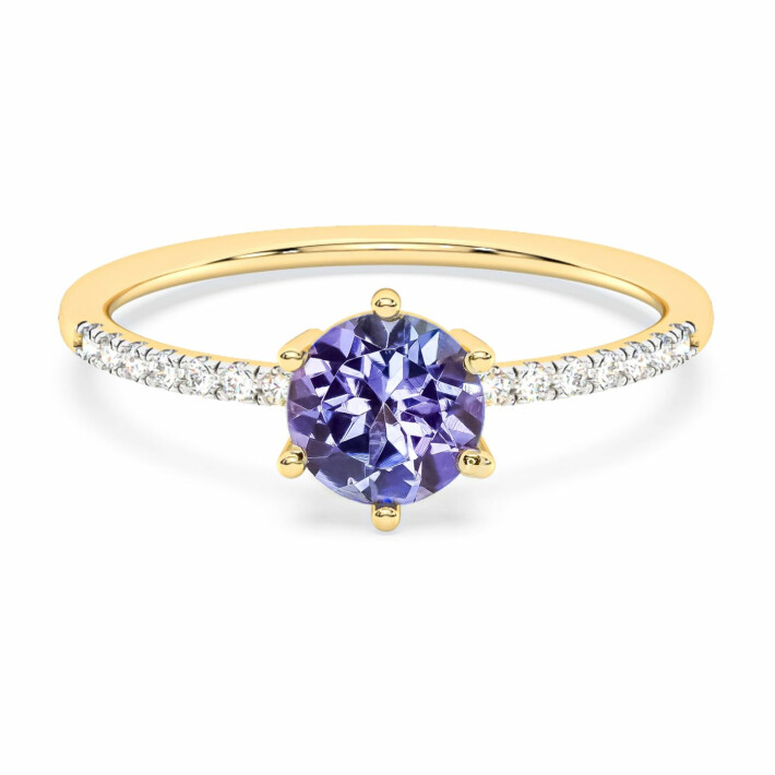 Zlatý prsten s tanzanitem a diamanty 49756