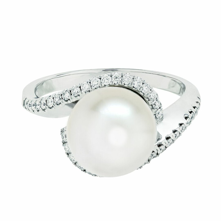 Dámský prsten z bílého zlata s perlou 50009592255F