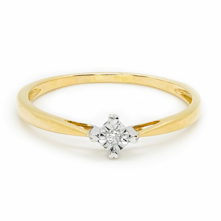 Zásnubní prsten ze žlutého zlata s diamantem 51565