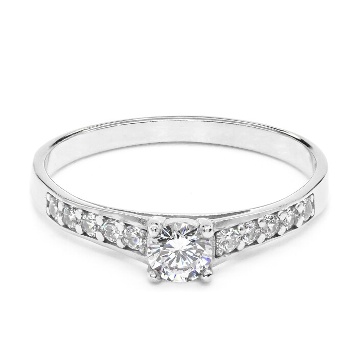 Prsten z bílého zlata se zirkony 7452290010066807