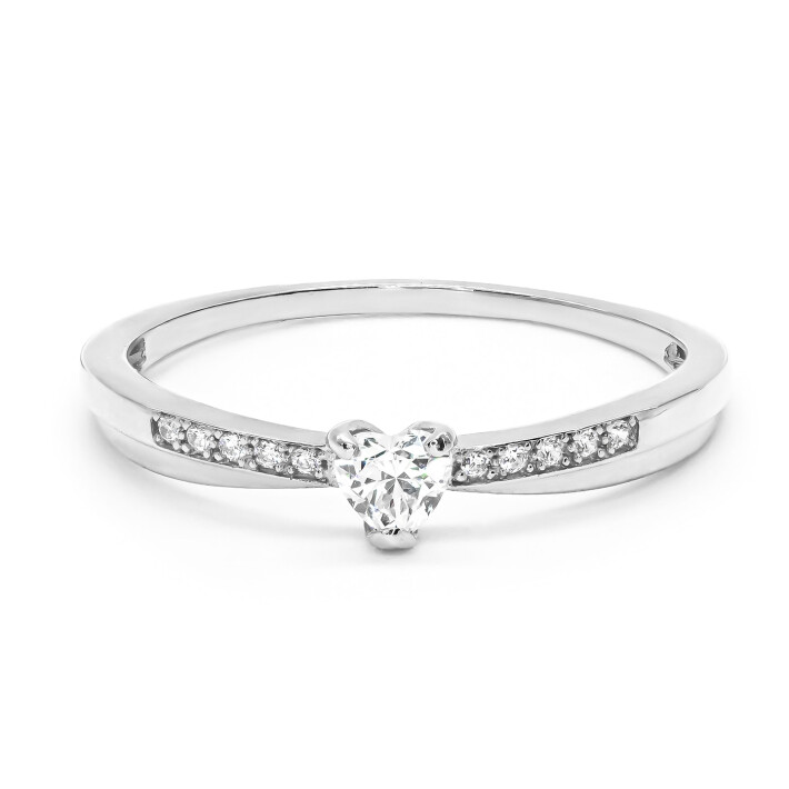 Prsten z bíleho zlata se zirkonem ve tvaru srdce 7452290010075007