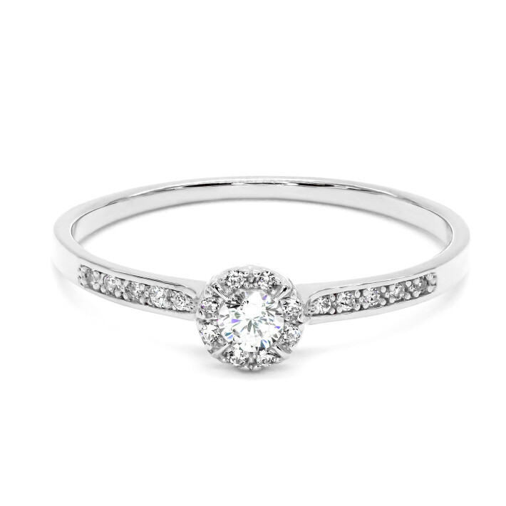 Prsten z bílého zlata se zirkony 7452290010078007