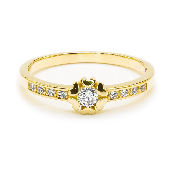 Prsten ze žlutého zlata se zirkony 7452290010078200
