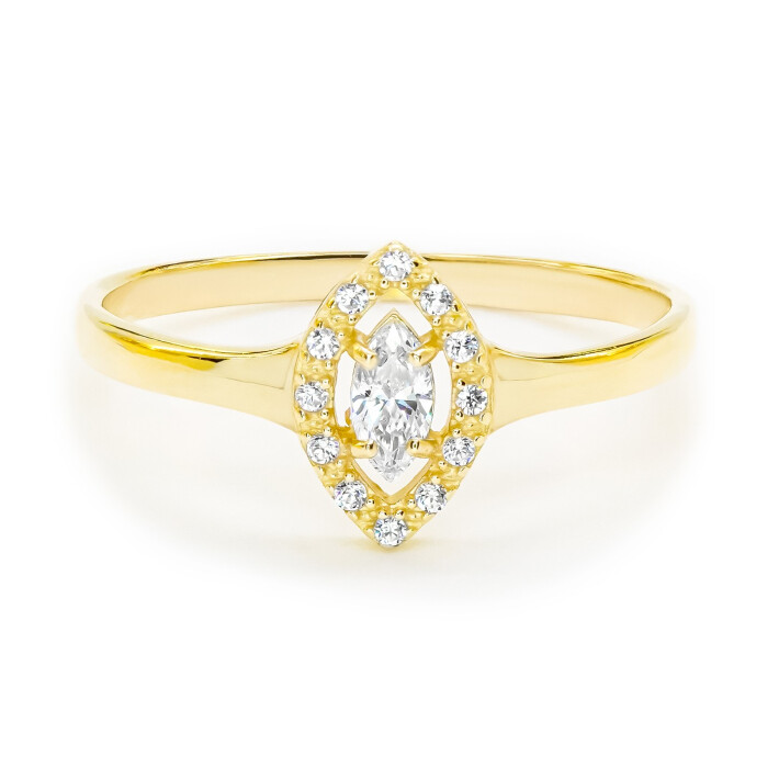 Prsten ze žlutého zlata se zirkony 7452290010080200