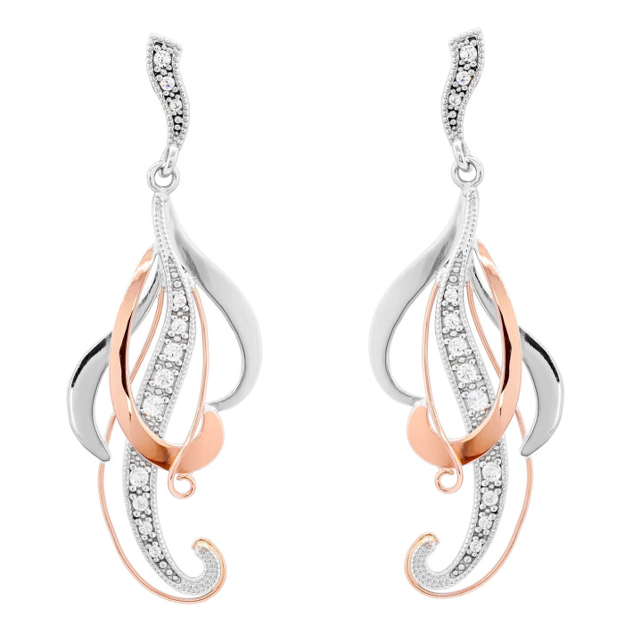 Náušnice z bílého a růžového zlata se zirkony 7452390010128507