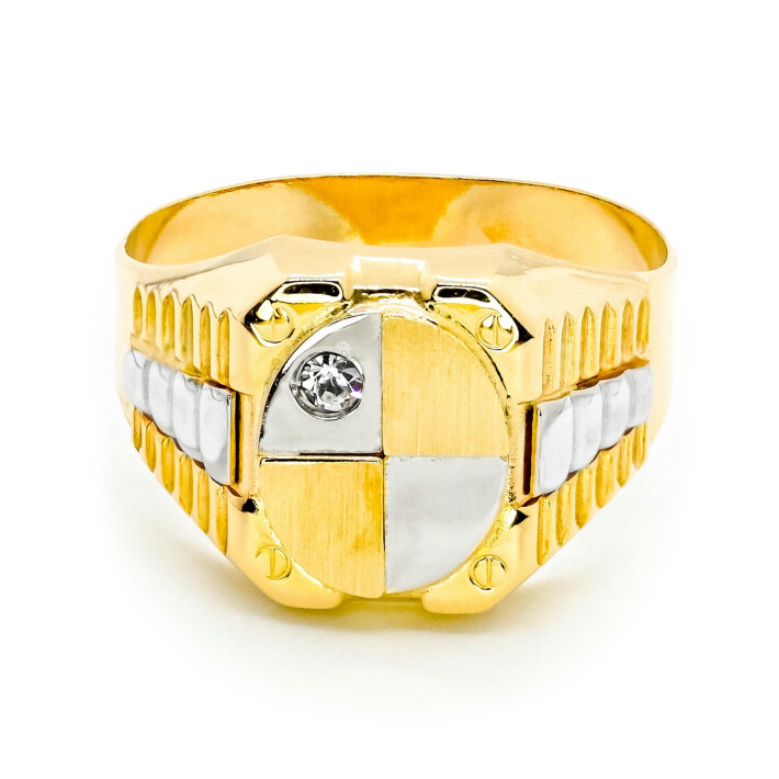 Pánský prsten ze žlutého zlata se zirkony 9911340670