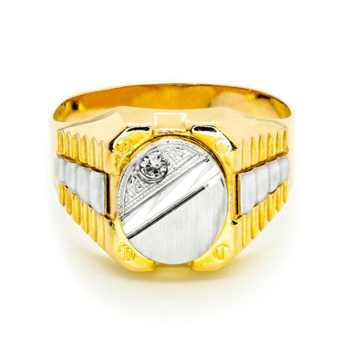 Pánský prsten ze žlutého zlata se zirkony 9911340674