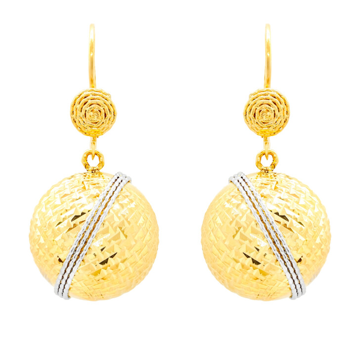 Náušnice ze žlutého zlata ve tvaru koule 99121390469