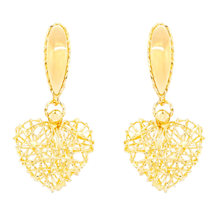 Náušnice ze žlutého zlata ve tvaru srdce 99121390475