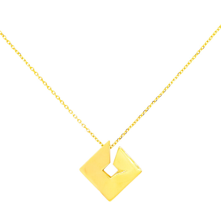 Náhrdelník ze žlutého zlata - čtverec 99135390483