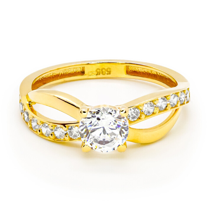 Prsten ze žlutého zlata se zirkony 99154390261