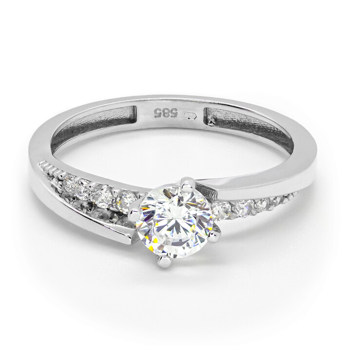 Prsten z bílého zlata se zirkony 99158390258