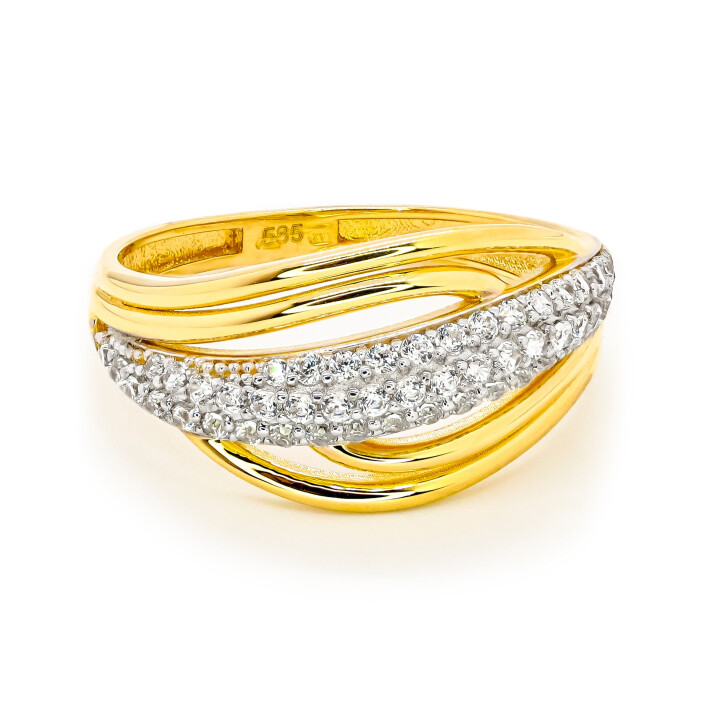 Prsten ze žlutého zlata se zirkony 99159390237