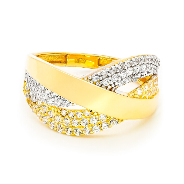 Prsten ze žlutého zlata se zirkony 99159390246